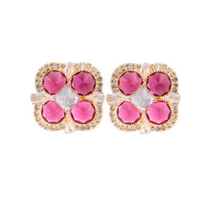 Luxurious floral-inspired pink stud earrings