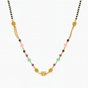Elegant Gold Mangal Sutra with Multicolor Bead Accents