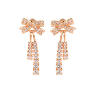 Rose gold bow Ad earring with cubic zirconia