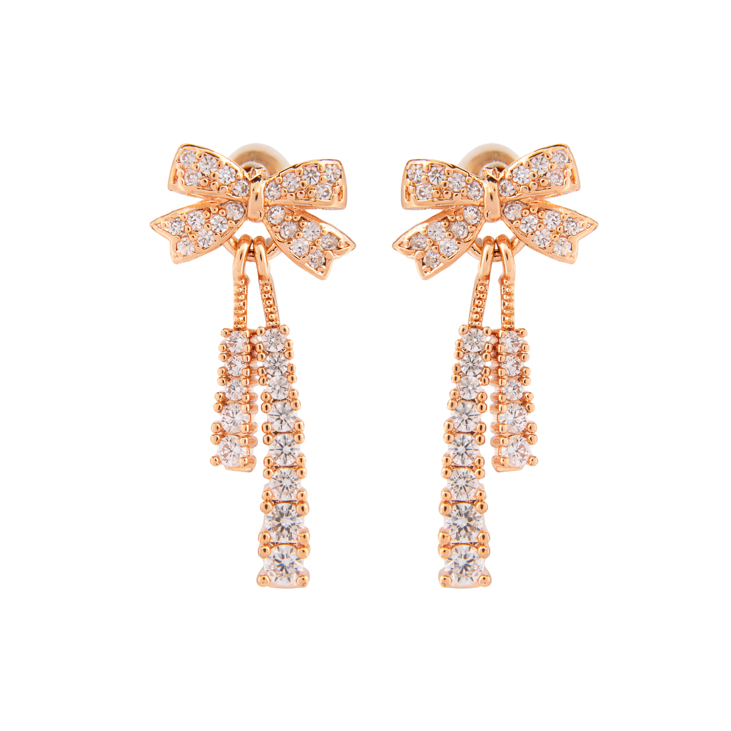 Rose gold bow Ad earring with cubic zirconia