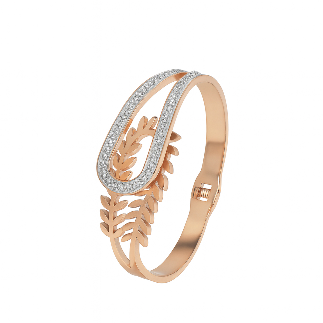Rose Gold Leaf Diamond Anti-Tarnish Bracelet