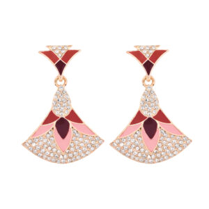 Rose gold dangle earring close-up