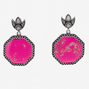 RajRani Pink Gold Leaf Statement Earrings