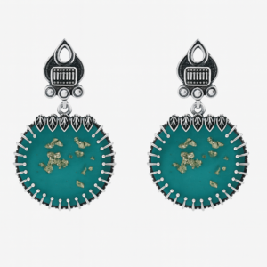 Emerald Viraasat Gold Leaf Statement Earrings
