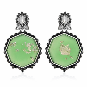 Panna Prism Gold Leaf Statement Earrings