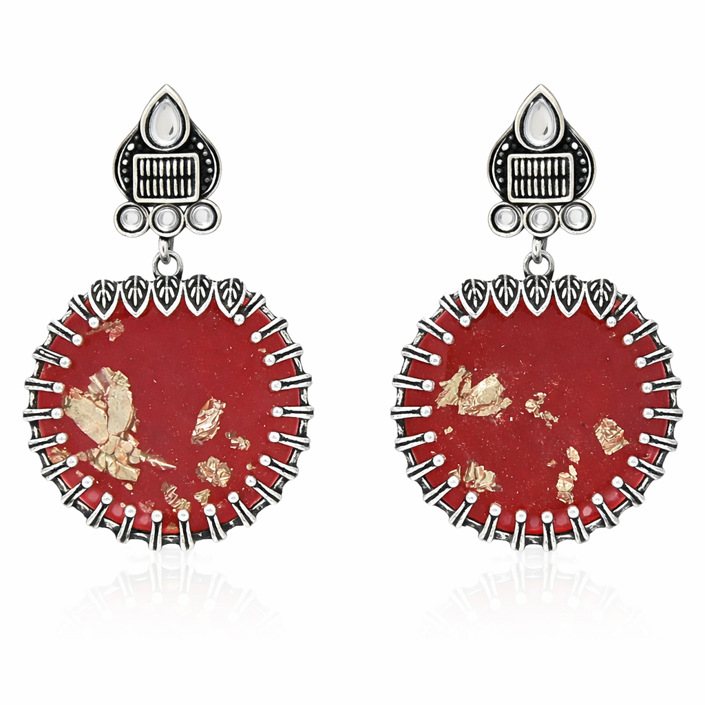 Sindoor Shakti Gold Leaf Statement Earrings
